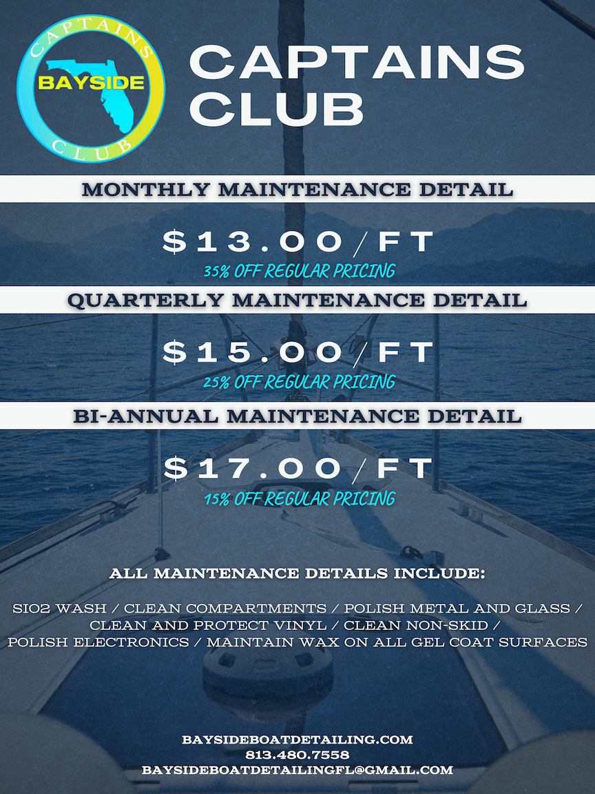 captains club pricing for boat wash and detailing service